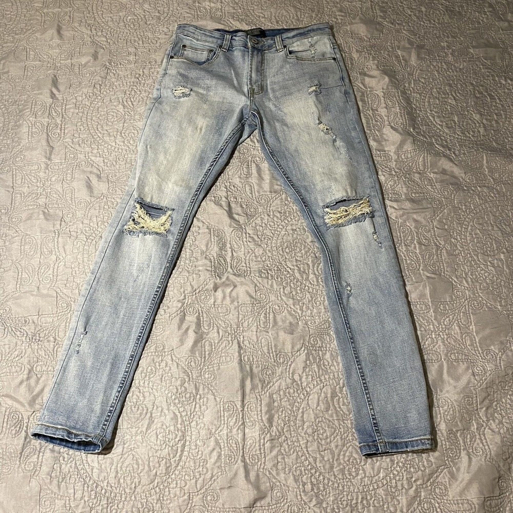 Seranade  Mens Blue Jeans Distressed Designer Size 32x31
